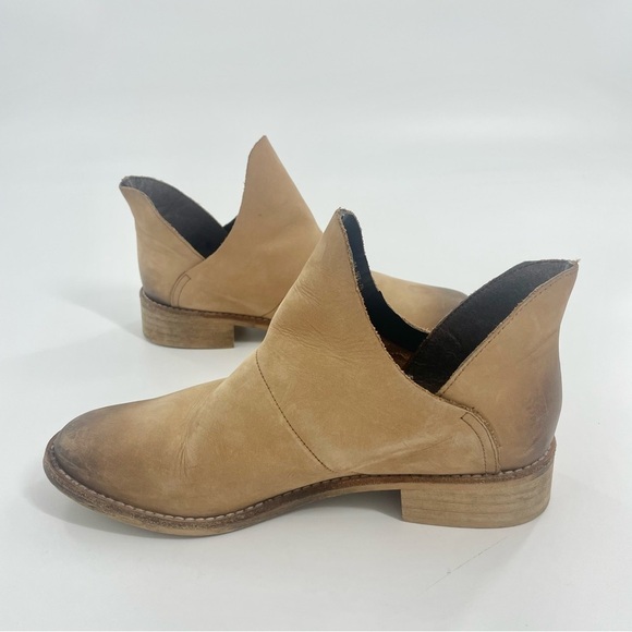 Anthropologie Crevo Britain Tan Boho Western Leather Distressed Ankle Bootie 7.5 - Picture 3 of 11